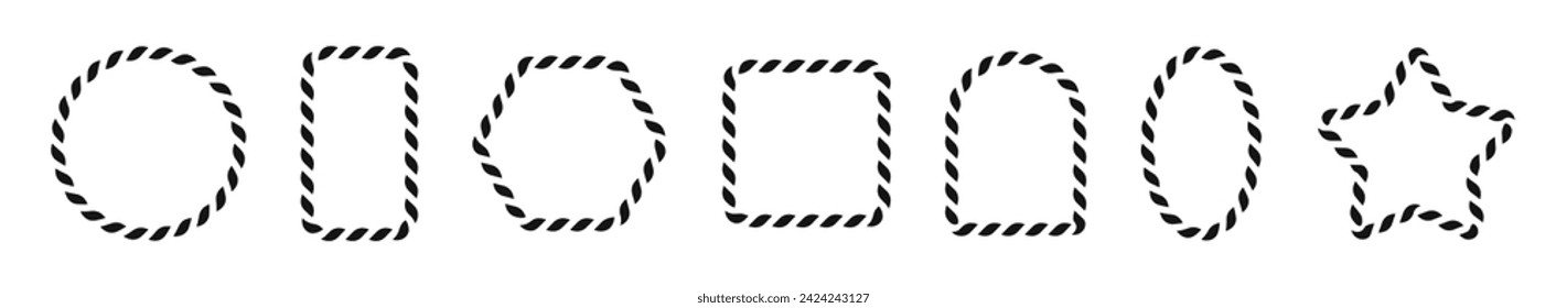 Cuerdas establecidas. Conjunto de formas de cuerda. Marcos de cuerda trenzados. Bordes de cuerda