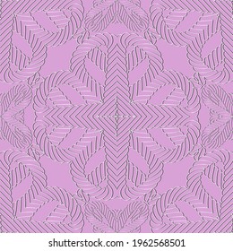 Ropes and strings seamless pattern. Ethnic ornamental lines vector background. Repeat knitted ornaments. Hand drawn colorful textured floral design with cable knittes, ropes, string, flowers.