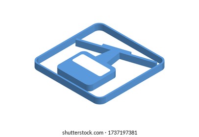 Ropeway blue isometric icon illustration