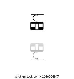 Ropeway cabines. Black symbol on white background. Simple illustration. Flat Vector Icon. Mirror Reflection Shadow. Can be used in logo, web, mobile and UI UX project