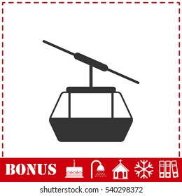 Ropeway cabines icon flat. Simple vector symbol and bonus icon