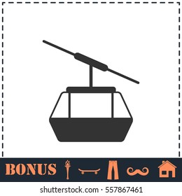 Ropeway cabines icon flat. Simple vector symbol and bonus icon