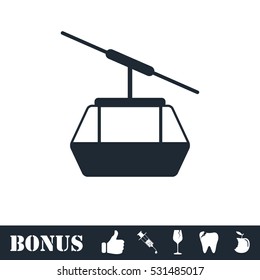 Ropeway cabines icon flat. Vector illustration symbol and bonus pictogram