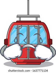 Ropeway cartoon character concept with a sad face