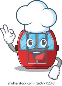Ropeway cartoon character working as a chef and wearing white hat