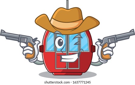 ropeway Cowboy in cartoon concept having guns
