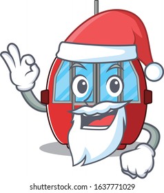 Ropeway in Santa cartoon character style with ok finger