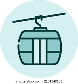 Ropeway travel, illustration, vector on a white background.