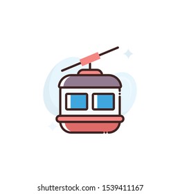 Ropeway vector illustration. Outline filled icon