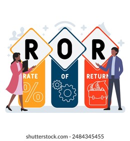 ROR Rate Of Return acronym. business concept background. vector illustration concept with keywords and icons. lettering illustration with icons for web banner, flyer, landing page