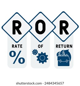 ROR Rate Of Return acronym. business concept background. vector illustration concept with keywords and icons. lettering illustration with icons for web banner, flyer, landing page