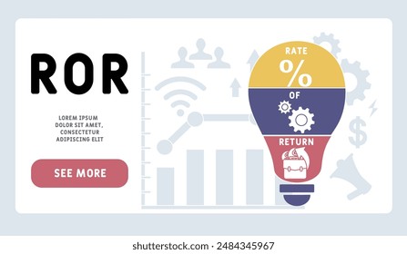 ROR Rate Of Return acronym. business concept background. vector illustration concept with keywords and icons. lettering illustration with icons for web banner, flyer, landing page