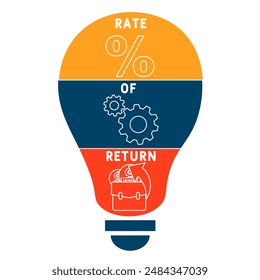 ROR Rate Of Return acronym. business concept background. vector illustration concept with keywords and icons. lettering illustration with icons for web banner, flyer, landing page