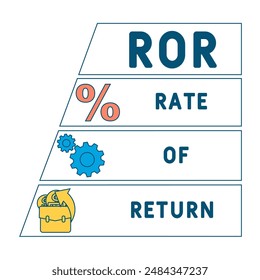 ROR Rate Of Return acronym. business concept background. vector illustration concept with keywords and icons. lettering illustration with icons for web banner, flyer, landing page