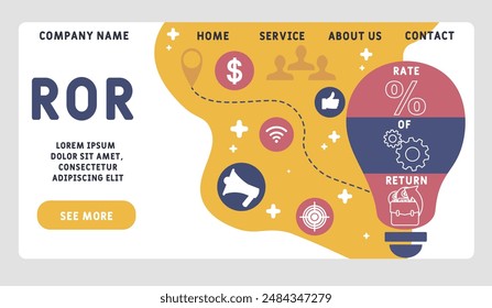 ROR Rate Of Return acronym. business concept background. vector illustration concept with keywords and icons. lettering illustration with icons for web banner, flyer, landing page