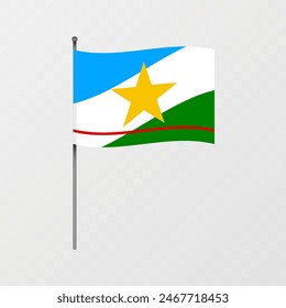 Roraima flag on flagpole. Vector illustration.