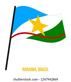 Roraima Flag Waving Vector Illustration on White Background. States Flag of Brazil.