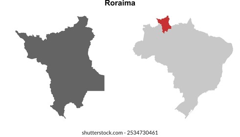 Conjunto de mapas em branco de estado de Roraima