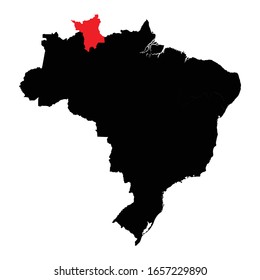 Roraima state highlighted on Brazil map Vector EPS 10