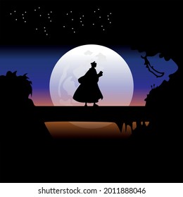 Roronoa Zoro Silhouette Vector Illustration. Landscape wallpaper, Illustration vector style, Colorful view background, One Piece, samurai