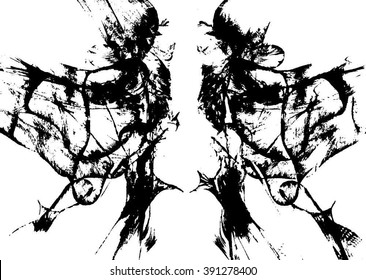 Rorschach Black Abstract Inkblot. 