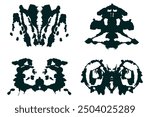 Rorschach black abstract splash. Ink symmetrical hand brushed design. Geometrical silhouette for psychological test.