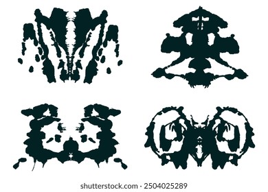 Rorschach black abstract splash. Ink symmetrical hand brushed design. Geometrical silhouette for psychological test.