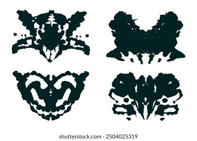 Rorschach black abstract splash. Ink symmetrical hand brushed design. Geometrical silhouette for psychological test.