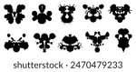 Rorschach blots. Psychology and psychiatry test tools, mental health and disease diagnostic. Painting blobs in different shapes, neoteric vector set