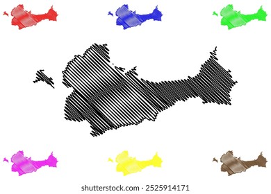 Distrito de Rorschach (Suíça, Confederação Suíça, Cantão de St Gall, St. Gallen ou Sankt Gallen) mapa ilustração vetorial, esboço de rabisco Mapa de Wahlkreis Rorschach