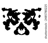 Rorschach inkblot black silhouette isolated on white background. 