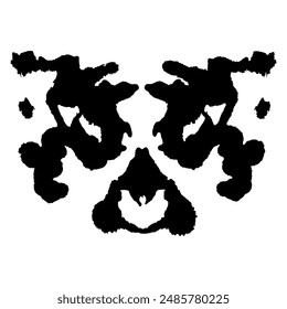 Rorschach inkblot black silhouette isolated on white background. 