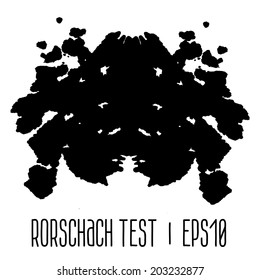 Rorschach inkblot test illustration. Psycho diagnostic inkblot test Rorschach, the projective Rorschach technique, or simply the inkblot test