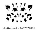 Rorschach inkblot test illustration, random symmetrical abstract ink stains. Psycho diagnostic for inkblot, Rorschach projection psychological techniques or a simple test for silhouette spot Vector
