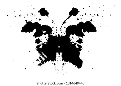 Rorschach inkblot test illustration, random symmetrical abstract ink stains. Psycho diagnostic for inkblot, Rorschach projection psychological techniques or a simple test for silhouette spot Vector