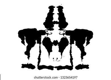 Rorschach inkblot test illustration, random symmetrical abstract ink stains. Psycho diagnostic for inkblot, Rorschach projection psychological techniques or a simple test for silhouette spot Vector