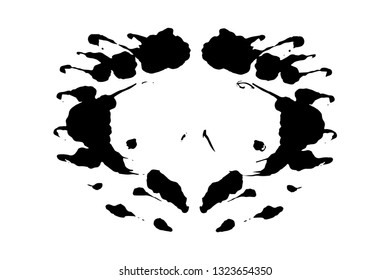 Rorschach inkblot test illustration, random symmetrical abstract ink stains. Psycho diagnostic for inkblot, Rorschach projection psychological techniques or a simple test for silhouette spot Vector