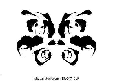 Rorschach inkblot test illustration, random symmetrical ink abstract ink stain. Psycho diagnostic for inkblot, Rorschach projection psychological techniques or a simple test for silhouette spot Vector
