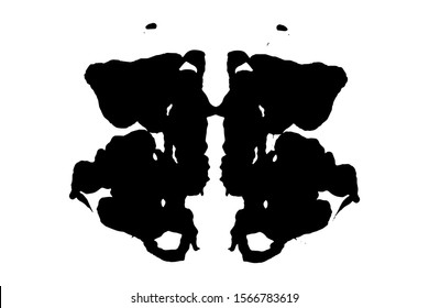 Rorschach inkblot test illustration, random symmetrical ink abstract ink stains. 