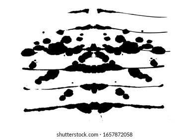 Ilustración de prueba de manchas de tinta Rorschach, manchas de tinta abstracta simétricas aleatorias. Diagnóstico psicomico para la sangre de tinta, técnicas psicológicas de proyección Rorschach o una simple prueba para la silueta spot Vector