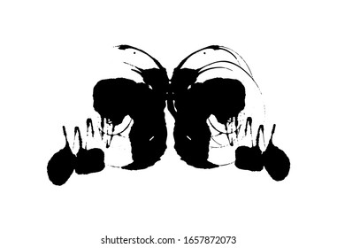 Rorschach inkblot test illustration, random symmetrical abstract ink stains. Psycho diagnostic for inkblot, Rorschach projection psychological techniques or a simple test for silhouette spot Vector