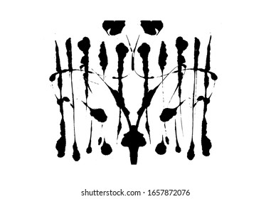 Rorschach inkblot test illustration, random symmetrical abstract ink stains. Psycho diagnostic for inkblot, Rorschach projection psychological techniques or a simple test for silhouette spot Vector