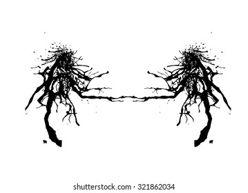 Rorschach inkblot test illustration, random abstract vector background. Psycho diagnostic inkblot test Rorschach, the projective Rorschach technique, or simply the inkblot test
