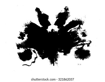 Rorschach inkblot test illustration, random abstract vector background.