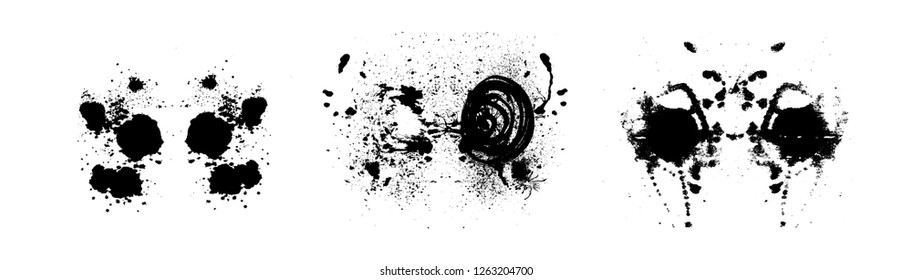 Rorschach inkblot test illustration, symmetrical abstract ink stains