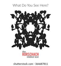 The rorschach inkblot test vector isolated variation for psychological test for psychologists and their patients. The Rorschach technique with hand drawn ink blot used in psychology.