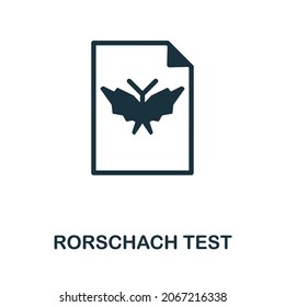 Icono de prueba de Rorschach. Signo monocromo de la colección de psicoterapia. Ilustración del icono de Creative Rorschach Test para diseño web, infografías y más