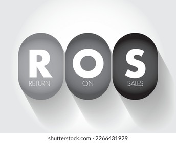 ROS Return On Sales - measure of how efficiently a company turns sales into profits, acronym text concept background