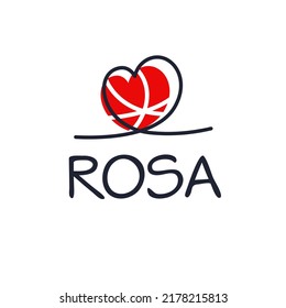 (Rosa) Calligraphy name, Vector illustration.