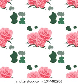 Rosa odorata. Vector. Flowers seamless pattern on isolated background.